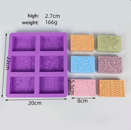 תבנית להכנת 6 סבונים מרובעים מקושטים - שיאננדה