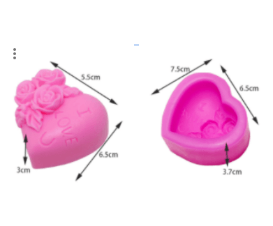 תבנית סיליקון להכנת סבון לב עם פרחים - שיאננדה