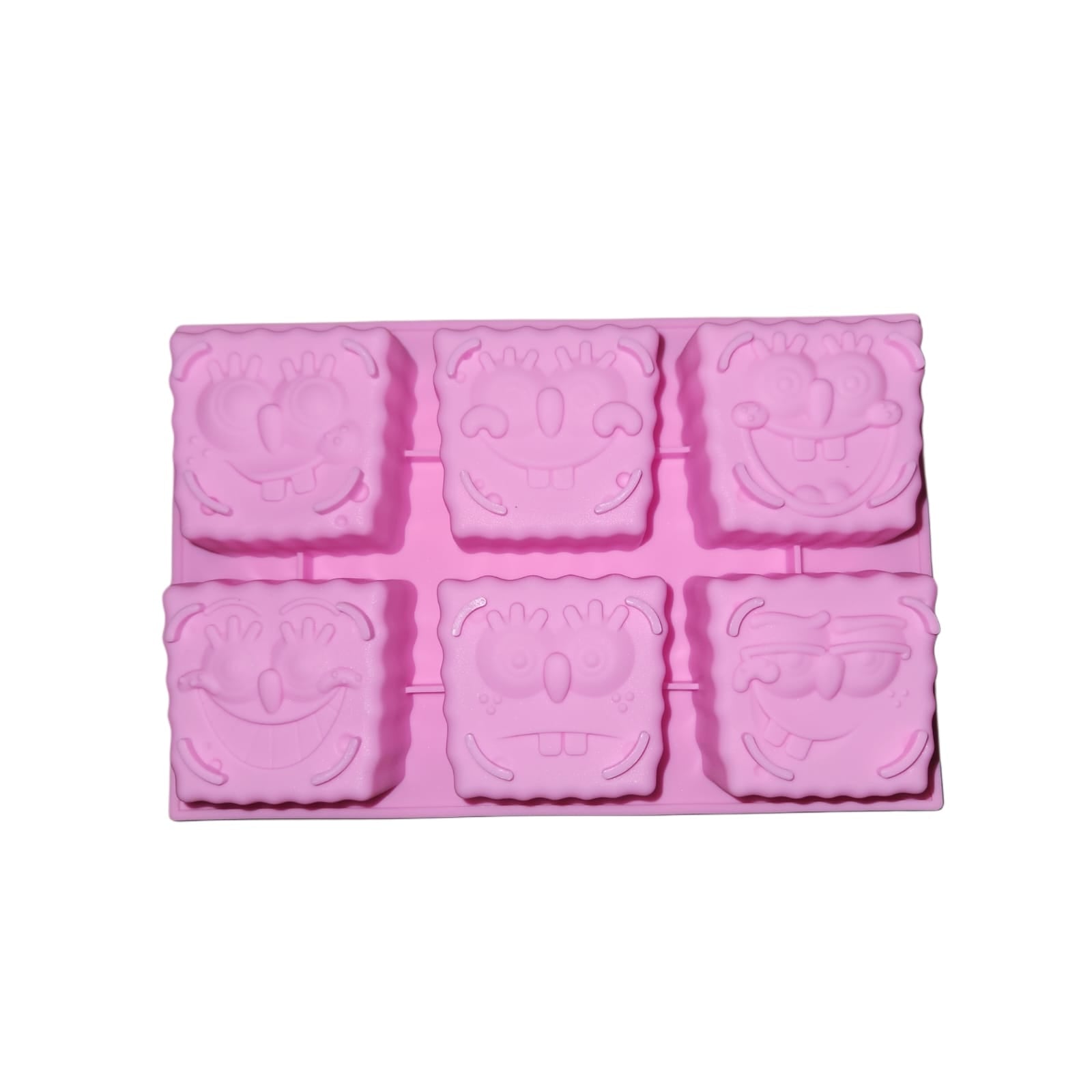 Silicone mold for making 6 square decorated soaps